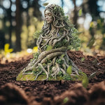 statuette déesse forêt verte marron racines feuilles mousse extérieure pot fleur naturelle 15cm opaque