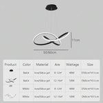 suspension lumineuse moderne pendentif noir blanc anneaux entrelacés fer silicège opaques 50 60cm led