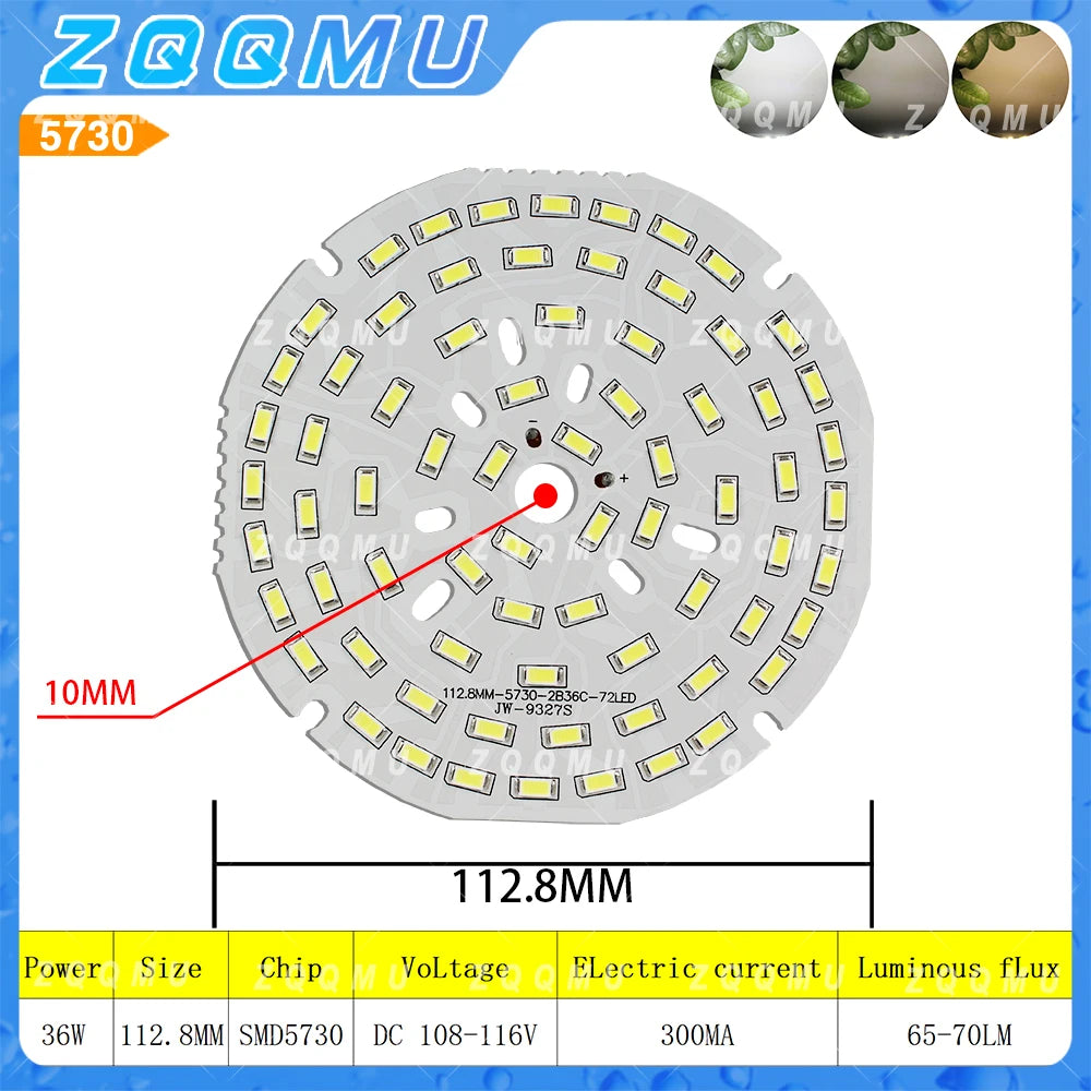 Panneau LED rond blanc moderne 36W 50W 112.8mm grille LED certifié