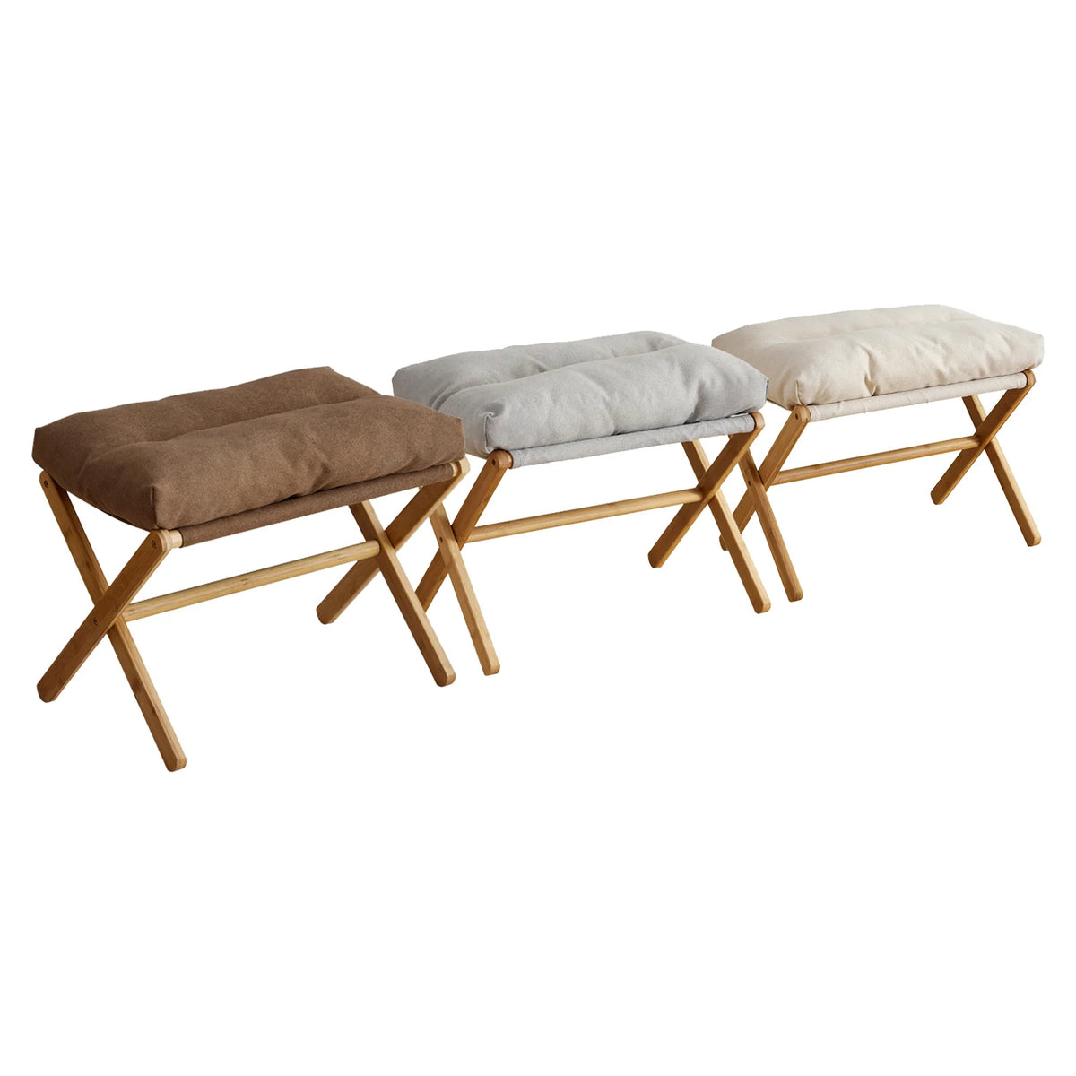 banquette pliable bois naturel coussin moelleux tissu uni moderne gris clair salon chambre