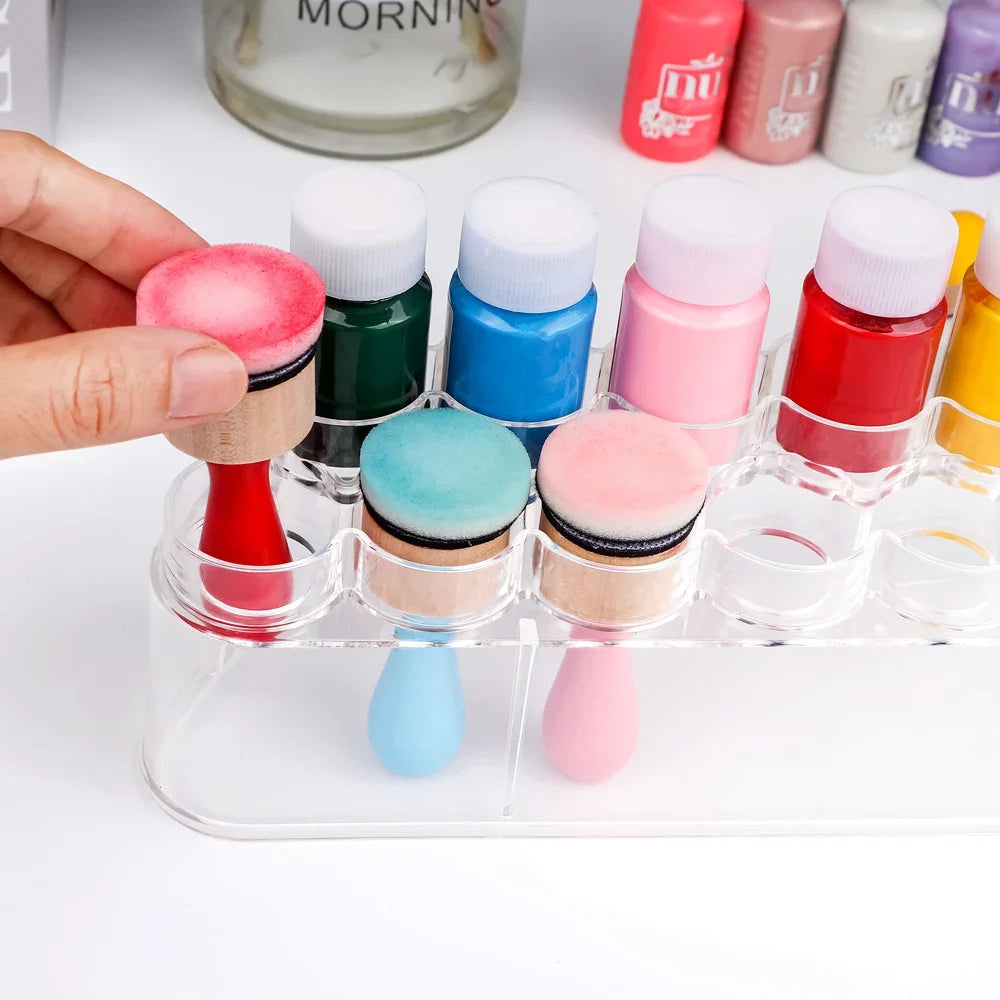 rangement transparent pots bouteilles 16 emplacements moderne scrapbooking artisanal minimaliste