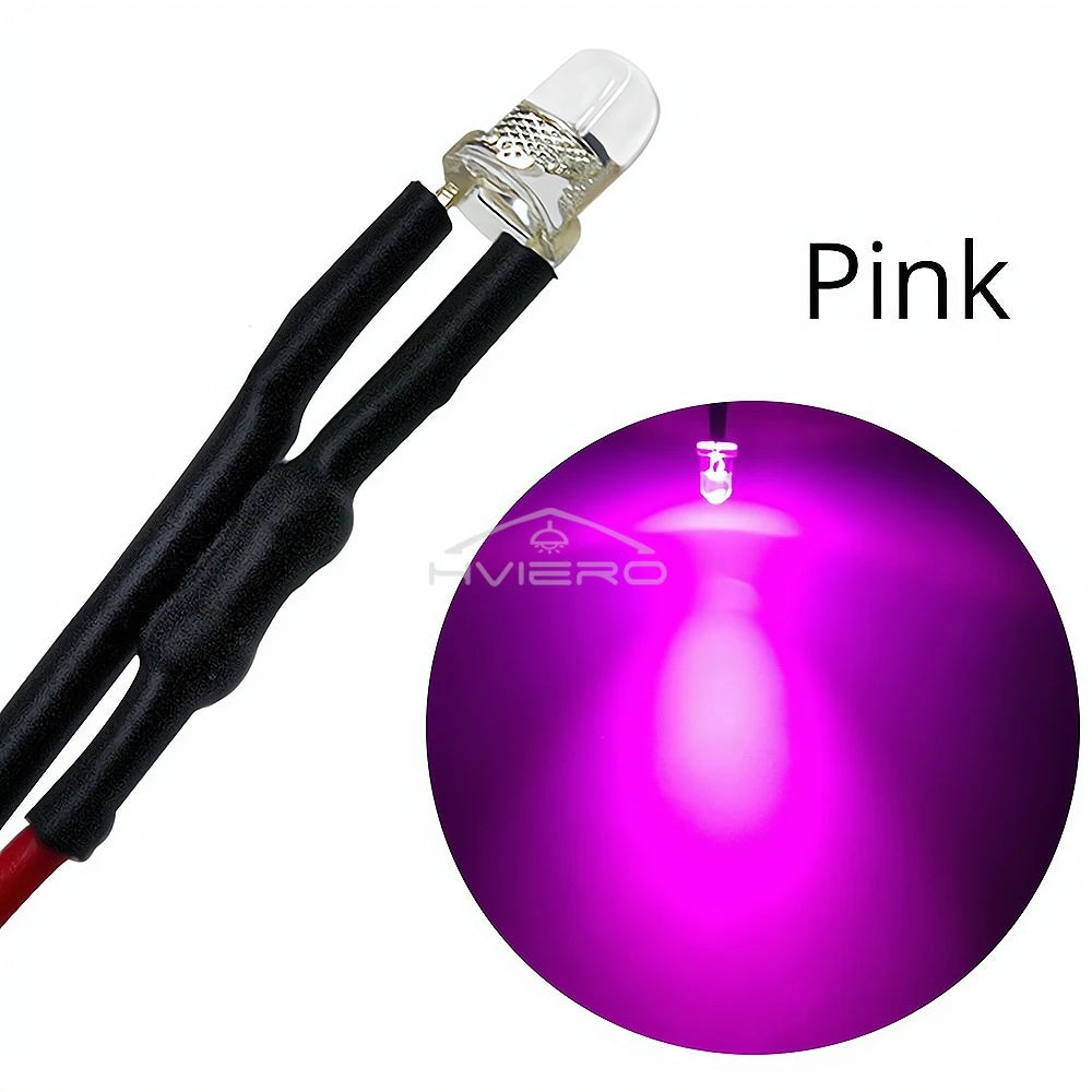 ampoules led pré câblées 5pcs ronde 3mm 20cm blanc rouge bleu vert jaune orange