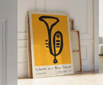 affiche abstraite jazz festival moderne minimaliste jaune noir encre imperméable toile rectangle vertical