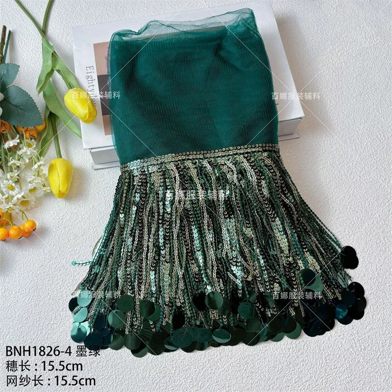 ruban décoratif polyester paillettes dorées élégant mariage bleu marine vert rouge