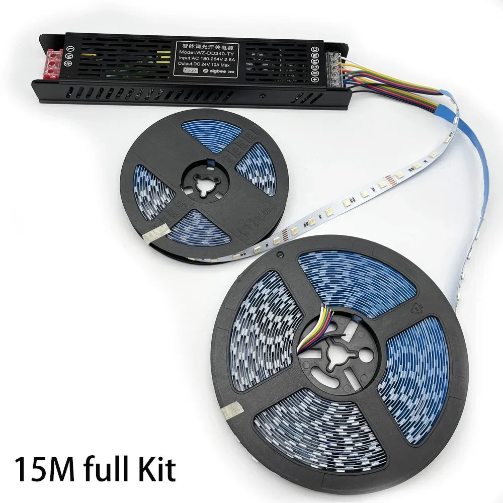 ruban led 5m 10m 15m 20m adhésif noir bleu rouge blanc zigbee rgbwww led