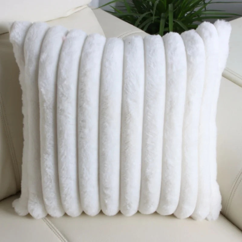 taie d'oreiller moderne rayée coussin plush blanc respectueux environnement simple hospitalière 45x45cm