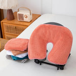coussin soutien cervical bleu gris marron tissé points clips fixation confortable ergonomique