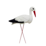 décoration extérieure oiseau cigogne blanche réaliste plumes métal rouge jardin piscine