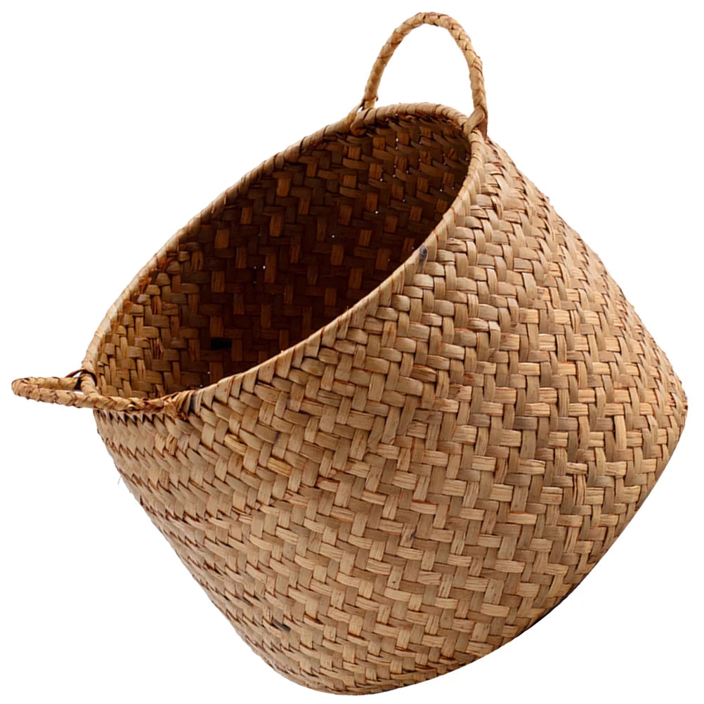 panier tressé marron clair bohème rustique magazines herbes séchées tissus opacité totale