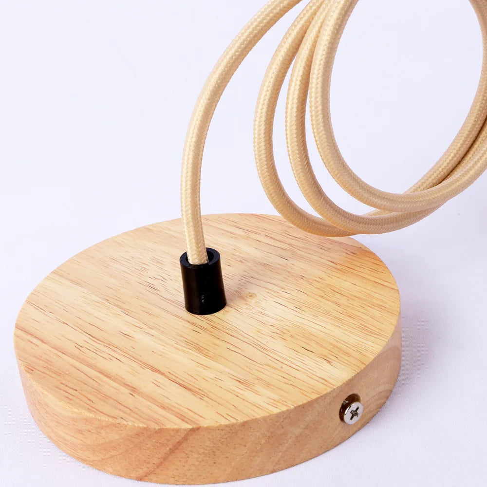 lampe suspendue moderne bois naturel métal clips câble socle e27 sans ampoule minimaliste