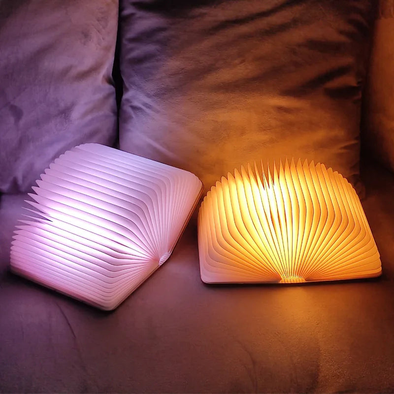 lampe led livre lumineux bois rechargeable enfants pliable anniversaire vacances nocturne atmosphère