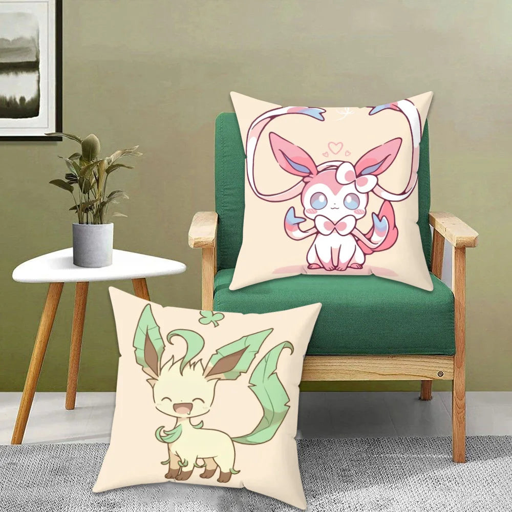 coussin pokémon évee jolteon umbreon illustration dessin animé 30x30cm 40x40cm 45x45cm 50x50cm polyester cotton