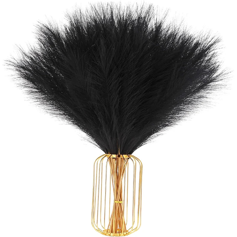 plumes artificielles noires épaisses décoration intérieure moderne élégante vase blanc 20 pièces soie