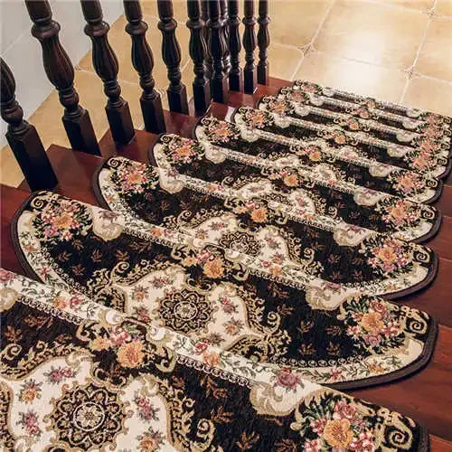 tapis d'escalier adhésif floral ovale salon classique multicolor usage intérieurextérieur