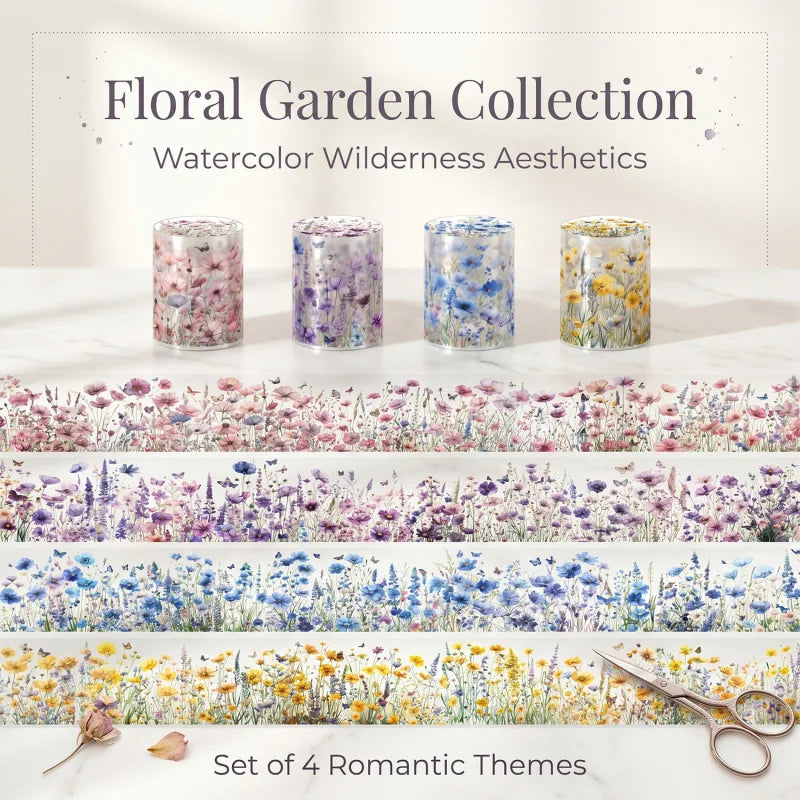 rubans décoratifs fleurs sauvages papillons romantiques multicolores scrapbooking bricolage cartes papeterie naturelle