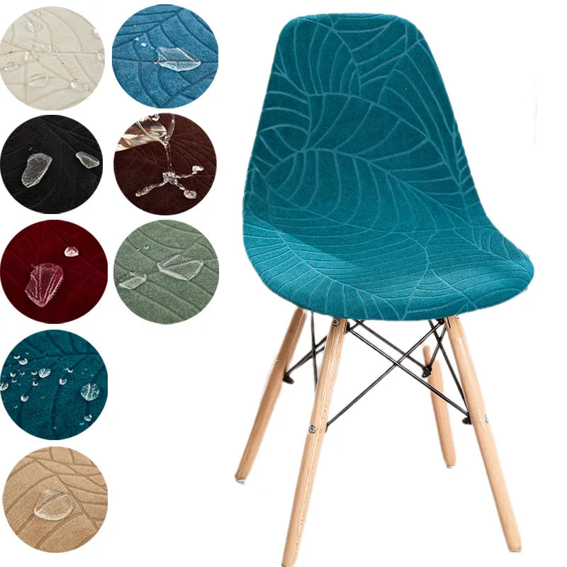 housse chaise moderne feuilles vert élastique antidérapante coussin polyester durable chambre restaurant mariage banquet