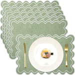 serviettes table vert clair motif ondulé tissu lin classique respectueux l'environnement 19x13 pouces