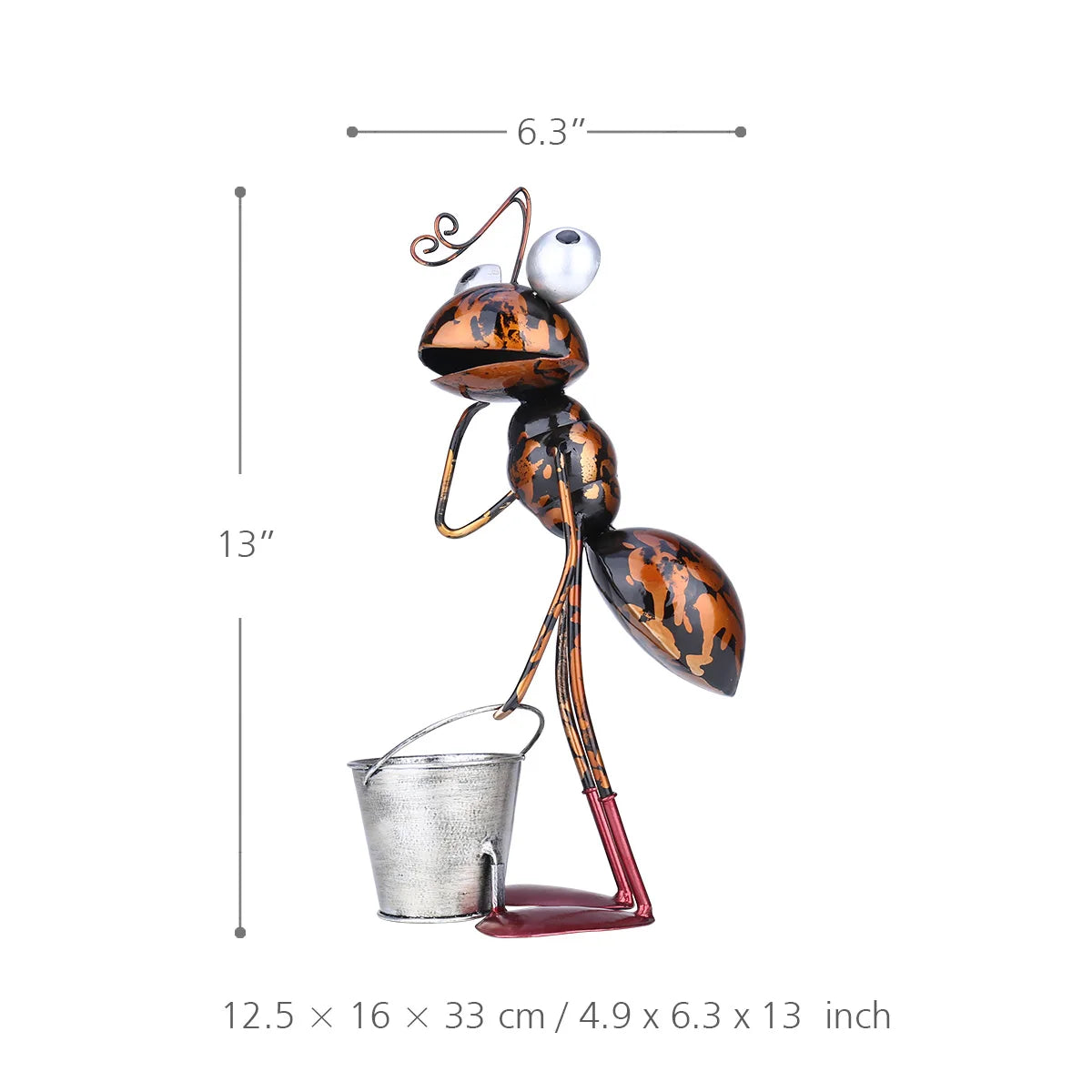 statuette fourmi métal pot plante cactus décoration jardin effet rouille aspect vieilli champêtreextérieurintérieurbrillantargentéorange