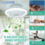 ventilateur moderne led blanc 360 degrés vitesses télécommande chambre salle manger