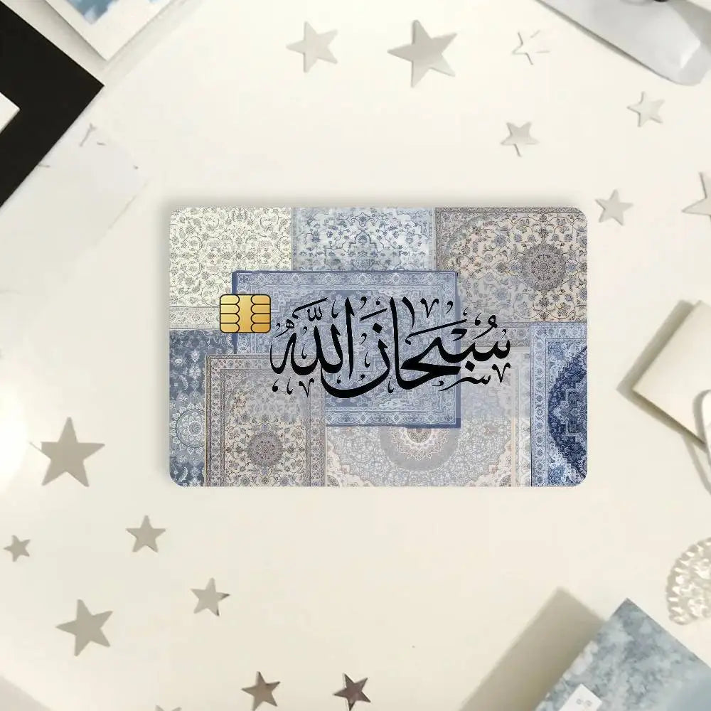 autocollants carte credit motif geometrique moderne bleu marron rose beige patchwork İslamique pieces