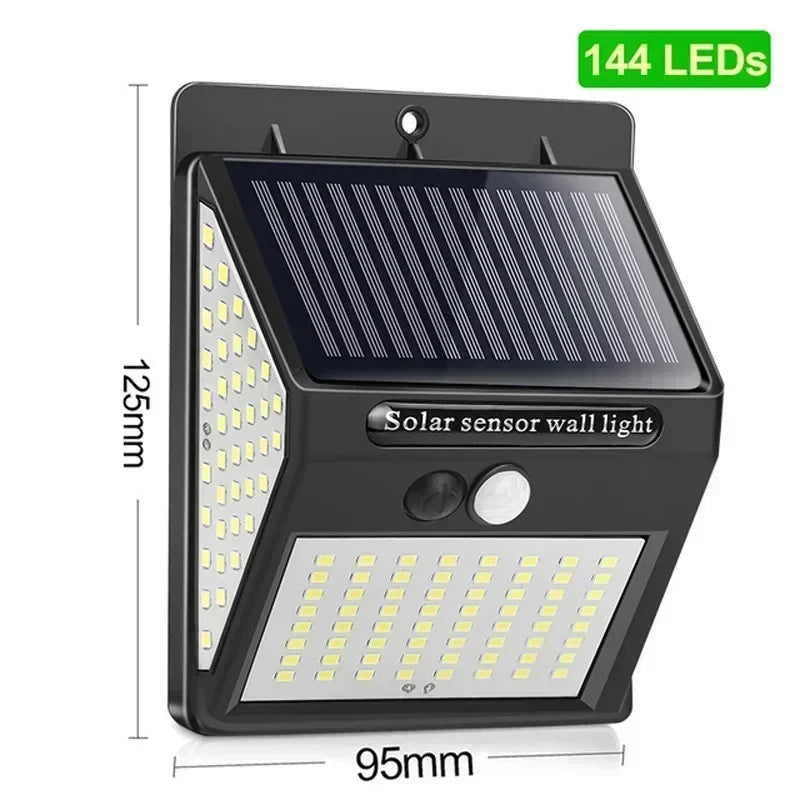 lampe solaire détecteur mouvement 100 led ip65 moderne fixation muraleextérieur jardin garage