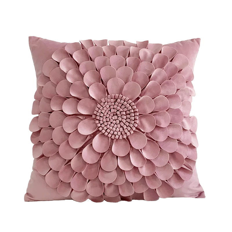 coussin velours moderne motif fleurs relief jaune gris rose blanc décoration intérieure sofa chaise