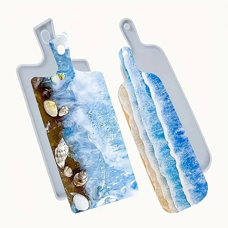 planche découper silicone bleu marbré moderne poignée grande taille service artisanat