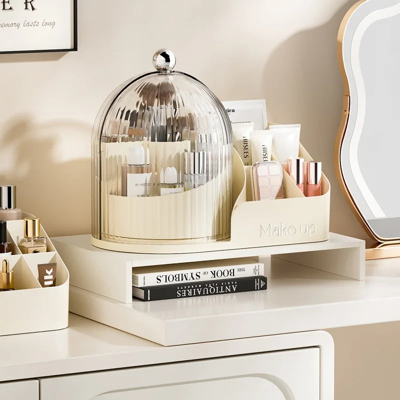 organisateur maquillage crème transparent compartiments multiples pinceaux cosmétiques moderne minimaliste