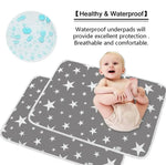 tapis imperméable bébé étoiles gris blanc moderne anti fuite hygiène changement couche réutilisable