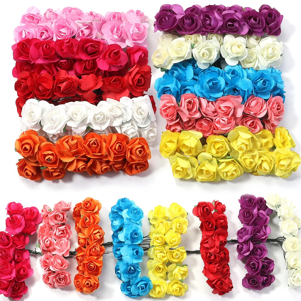 accessoires décoration mariage roses artificielles papier 144 pièces 2cm intérieur traditionnel rouge rose blanc