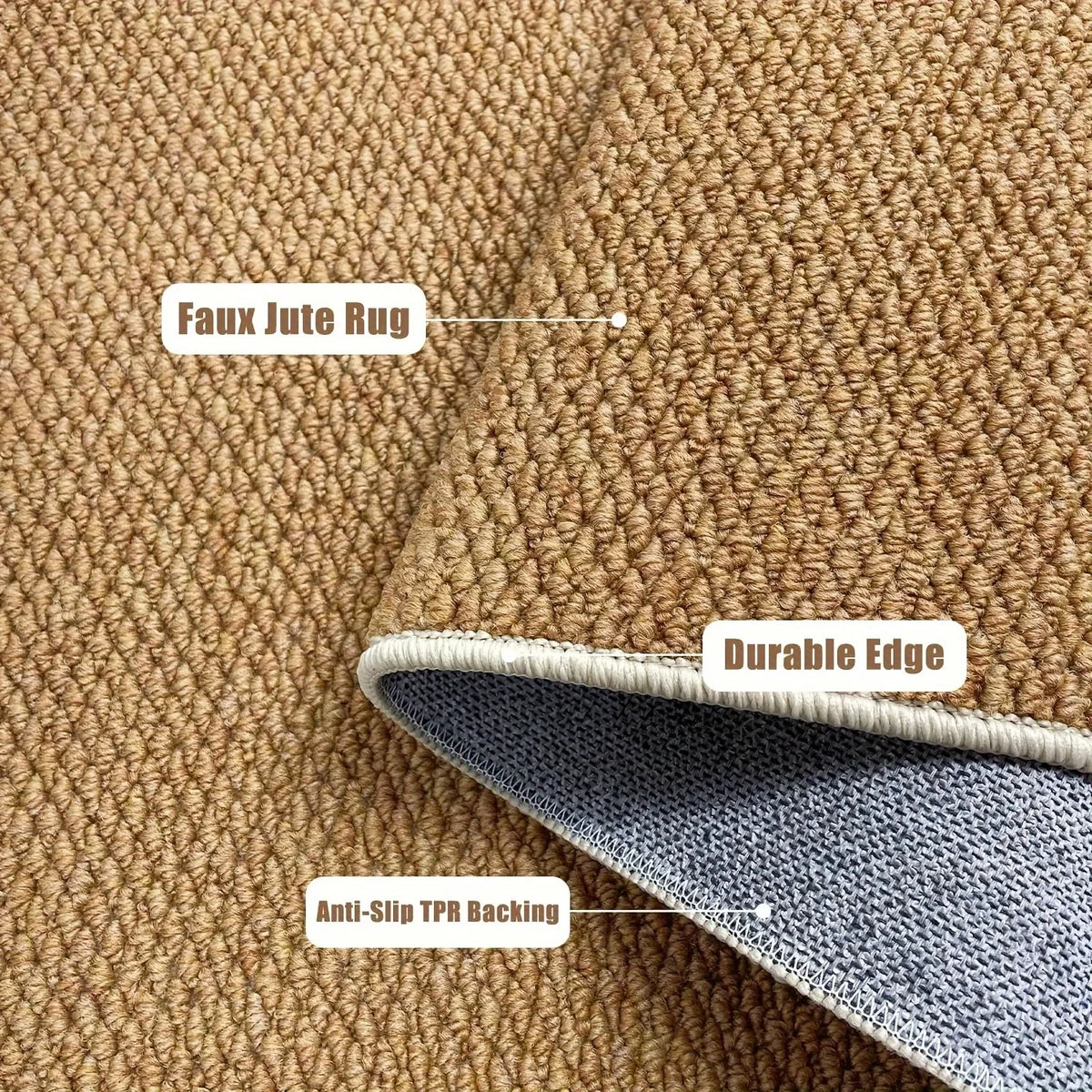 tapis moderne anti dérapant durable polyester texture tissée beige clair intérieur salon