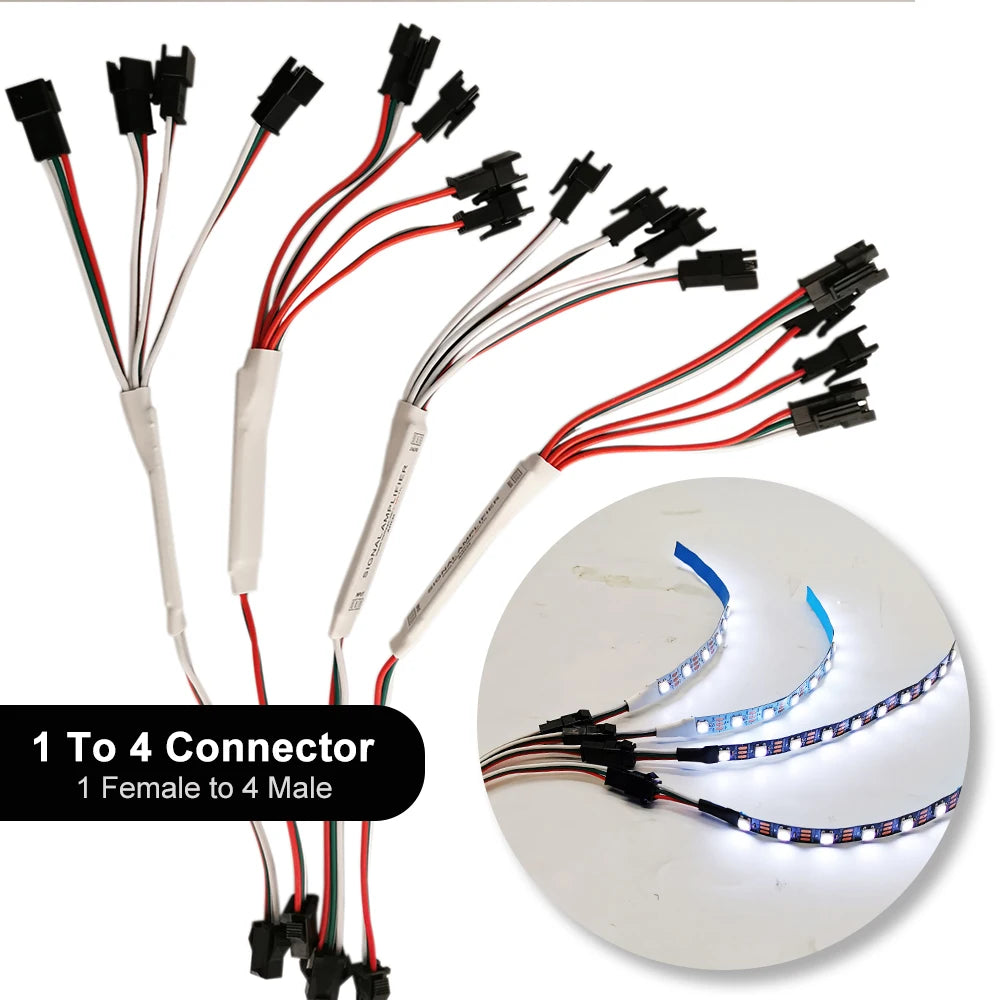 amplificateur signal led connecteur électronique câble noir rouge bleu blanc ws2812b ws2811 sk6812