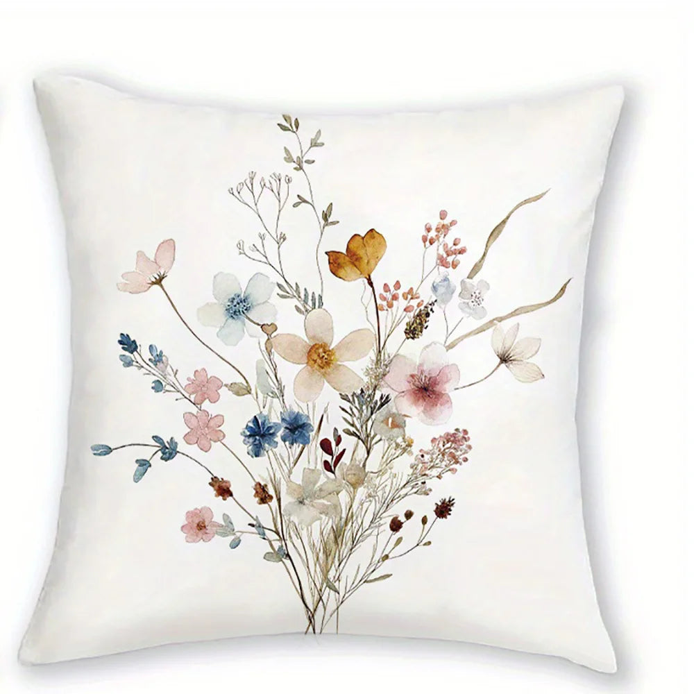 taies d'oreiller imprimées motif floral papillons moderne polyester blanc zip 40x40cm 45x45cm 50x50cm 60x60cm