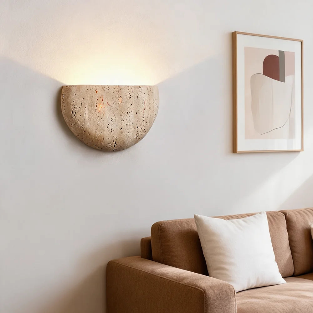 applique murale minimaliste pierre texture naturelle éclairage led muraux chambre cuisine salle manger lumière