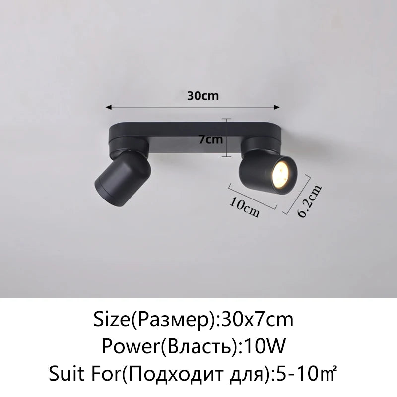 Spot LED moderne aluminium blanc interrupteur tactile têtes éclairage quotidien