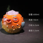tasse poisson globe orange jaune bleu texturée oeil fatigué 600ml cartoon festive