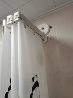 rideau douche blanc panda moderne support mural pliable double ventouse invisible