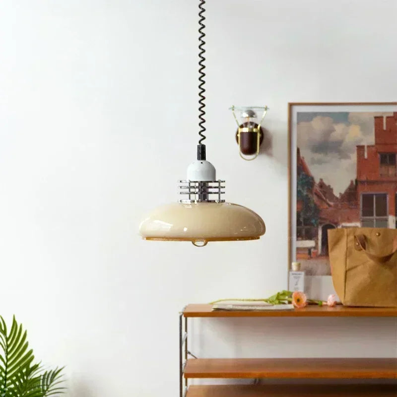 lampe suspendue moderne beige noir tringle câble flexible salon chambre restauranthôtel exposition
