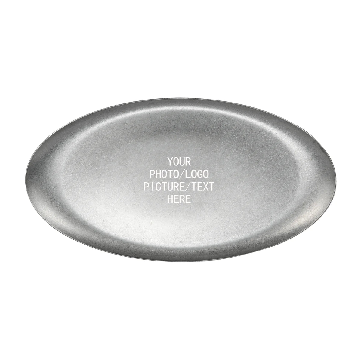 plateau service ovale acier inoxydable argenté vintage finition patinée personnalisable