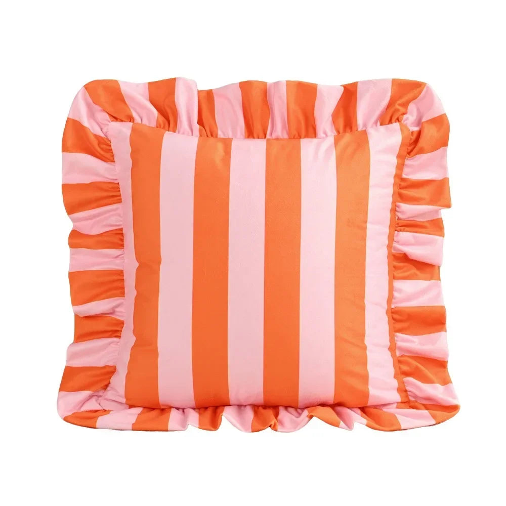 taie d'oreiller rayée vert rose polyester moderne adhésif lit chambre salon decoration 45cm 45cm