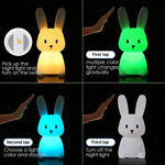 veilleuse nuit lapin blanc moderne enfant led silicone câble usb pression contrôle chambre décoration