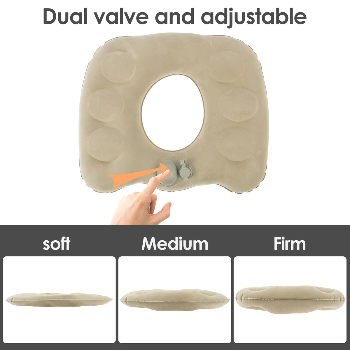 coussin gonflable forme beignet anti décubitus massage eau pvc beige clair doublure confortable ergonomique