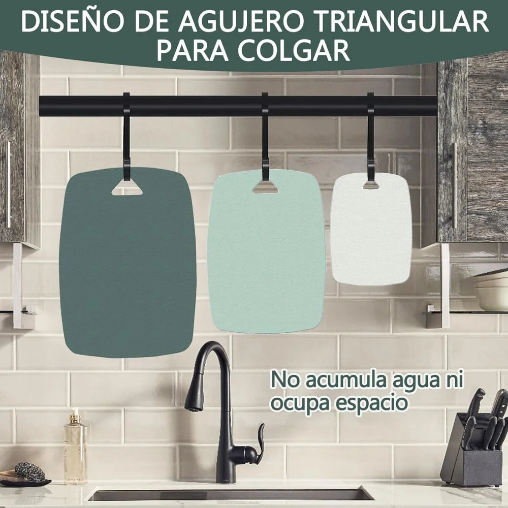 planches découper plastique antibactérienne rectangle trois pièces couleurs vert blanc moderne