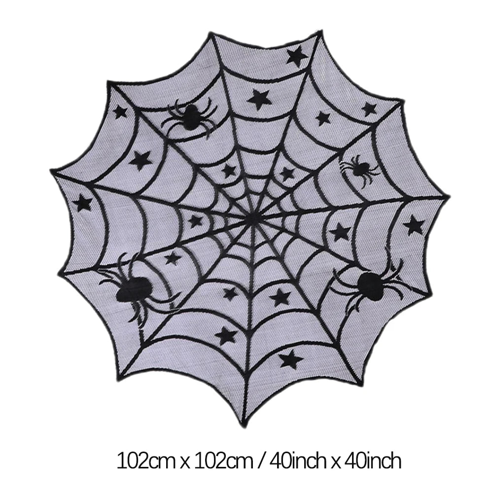 rideau toile d'araignée halloween motif araignées noir géométrique festif maison opaque