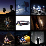 lampe frontale led noir bandeau ajustable 1500lm 2000lm 18650 batterie charge usb camping chasse