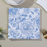 serviettes papier motif floral couleurs vives blanc bleu rouge jaune vert rose classique romantique