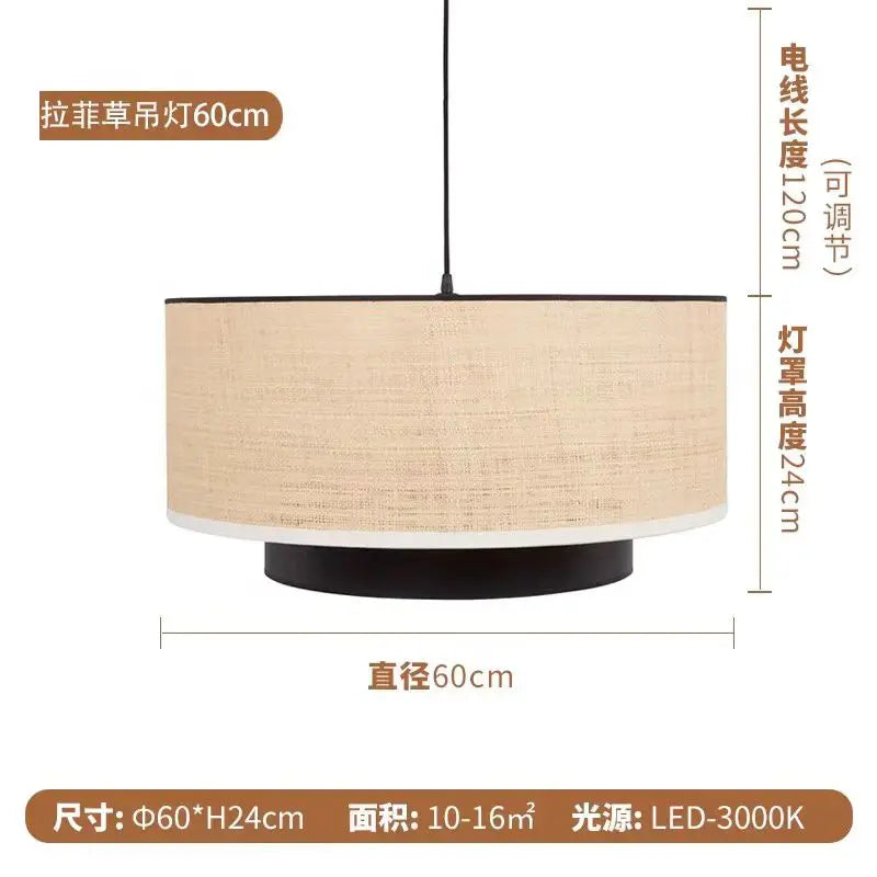 lampe suspendue tissu beige moderne chaîne noire minimaliste chambre salon