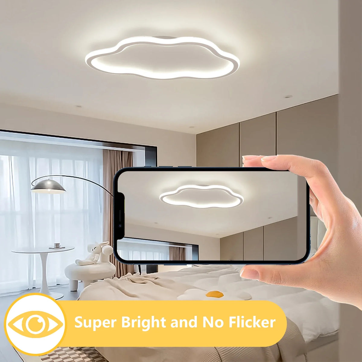 plafonnier led nuage blanc moderne sans fil autonome flux lumineux variable certifications sécurité