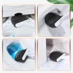 brosse wc moderne adhésif poils noirs blanc accessoire salle bain nettoyage durable 42cm