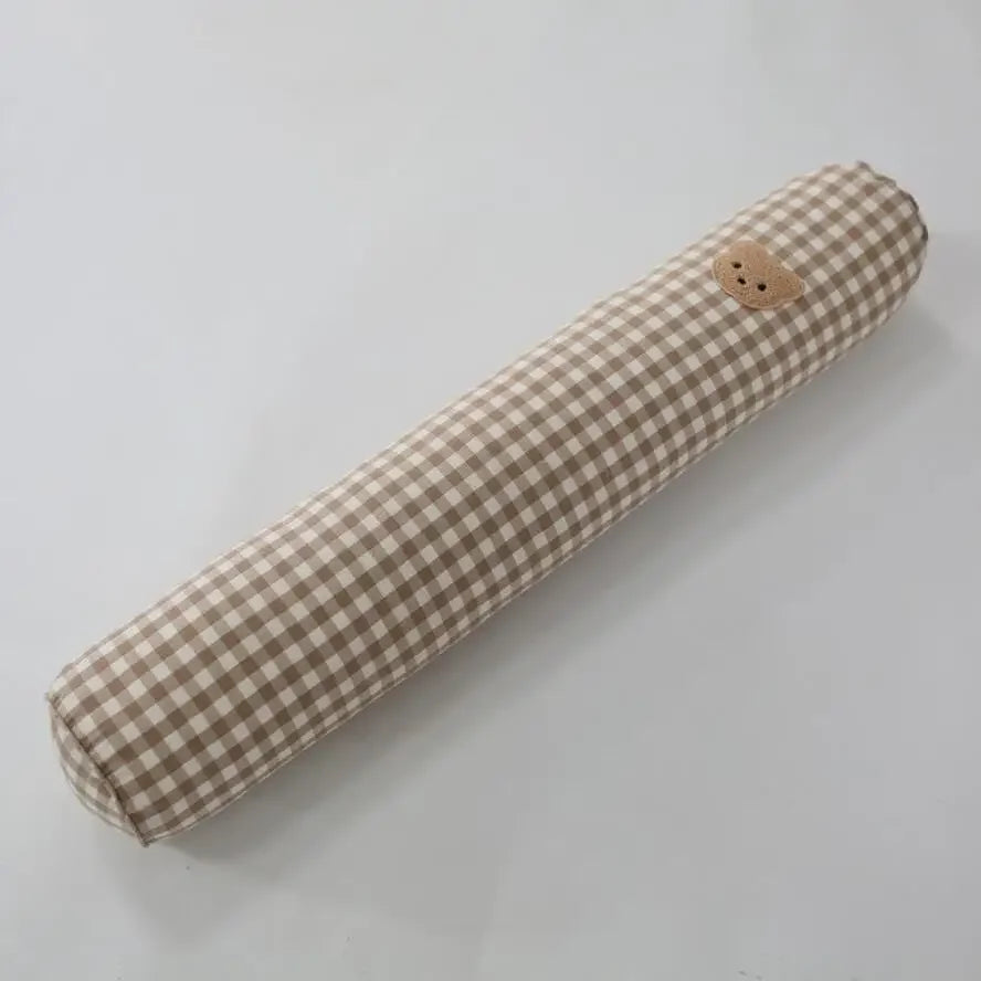 coussin bébé patch ours carreaux beige doux matériau coton dessin animé maternité
